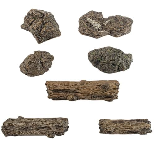 Warmtree Artificial Tree Stump Mini Garden Figurines Stumps Ornaments Miniature Stone Rock Statue for Micro Train Landscape Railway Sand Table,Pack of 7