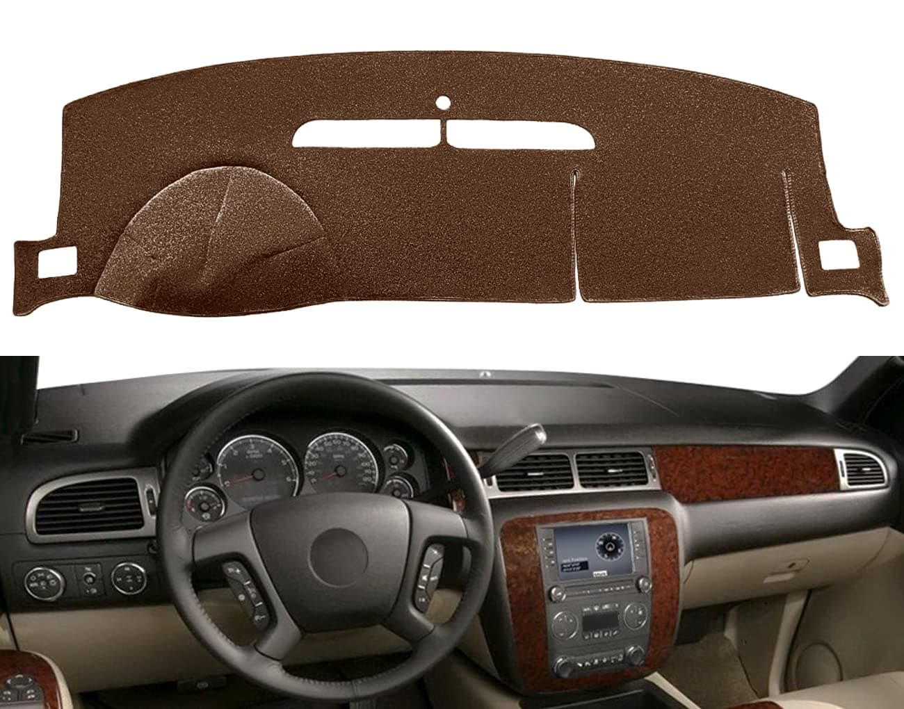 Dashboard Cover Dash Cover Mat Pad Carpet Fit for Chevy Chevrolet Tahoe Suburban 20072014Chevrolet Avalanche Silverado 1500 LTZ 20072013GMC Yukon All Models 20072014 Dark Brown Y24