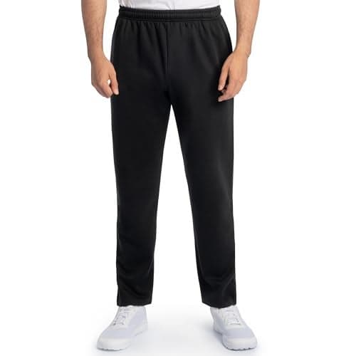 Fruit of the Loom Men's Eversoft Fleece Open Bottom Sweatpants with Pockets, Relaxed Fit, Moisture Wicking, Breathable, Black, Medium