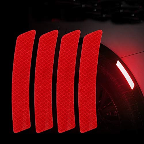 Allure Auto® 4pcs 3D Super Reflective Stickers Carbon Fiber Strips Car Side Door Edge Bumper Anti-Scratch Protection Guards Trim Stickers (Wheel Eyebrow Stickers Red) for Maruti 800