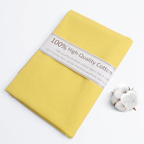 FFPDYBEST Bright Yellow Cotton Fabric Natural 100 Cotton Poplin Fabric by The Yard 59 Inches Wide Lining Fabric for Sewing Apparel Cloth Soft Embroidery Quilting 3 Yard