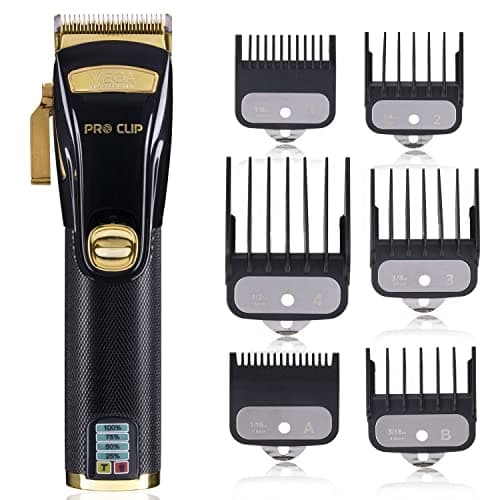 VEGA PROFESSIONAL Pro Clip Professional Hair Clipper With Stainless Steel Taper Blade,6000-6500 RPM Motor,240 Mins Runtime,Quick Charge 180 Min,Cord&Cordless Use,6 Comb Attachment For Salon(VPPHC-06)