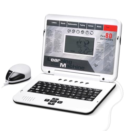 LESHITIAN Kids Laptop 80 Learning Modes to Learn Alphabet Words Mathematics Play Games and Music Toy for Children Ages 5