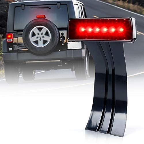 Xprite LED Third Brake Lights w/Smoke Lens High Mount Stop 3rd Tail Light Compatible with 2007-2018 Jeep Wrangler JK