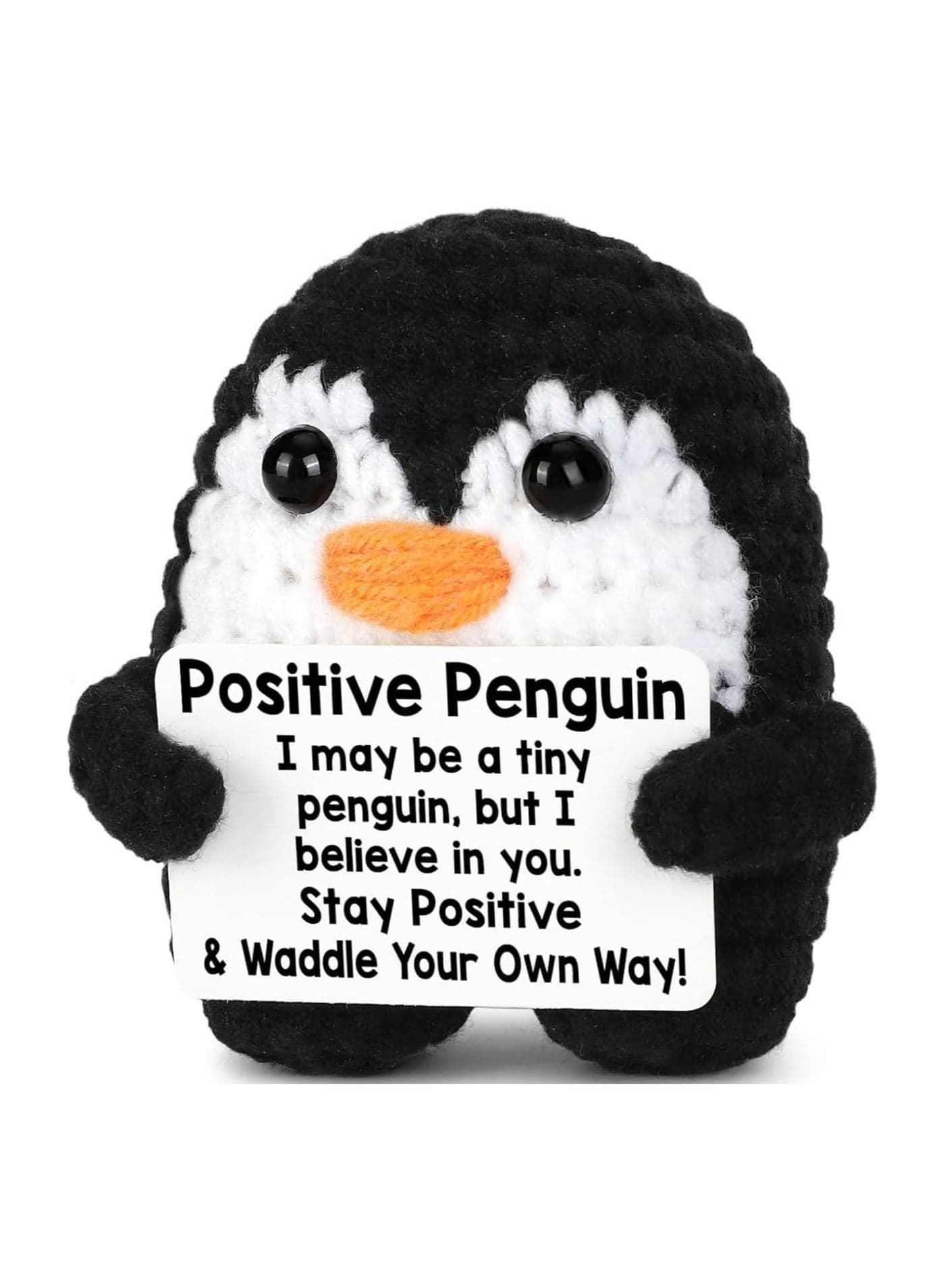 Positive Penguin Crochet pocket Cuddle Penguin with card, creative plush emotional support Penguin Positive Gift Good Luck Gift Funny Crochet doll for family and friends