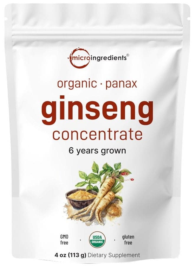 Maximum Strength Organic Ginseng Root 200:1 Powder with Active Ginsenosides (4oz)