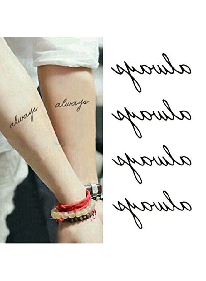 Small Cute Temporary Tattoo Words Quote Always Arm (Set of 2)