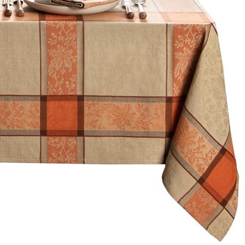 Elrene Home Fashions Autumnal Harvest Jacquard Woven Fall Foilage Thanksgiving Cotton Tablecloth 60X120 Rectangle