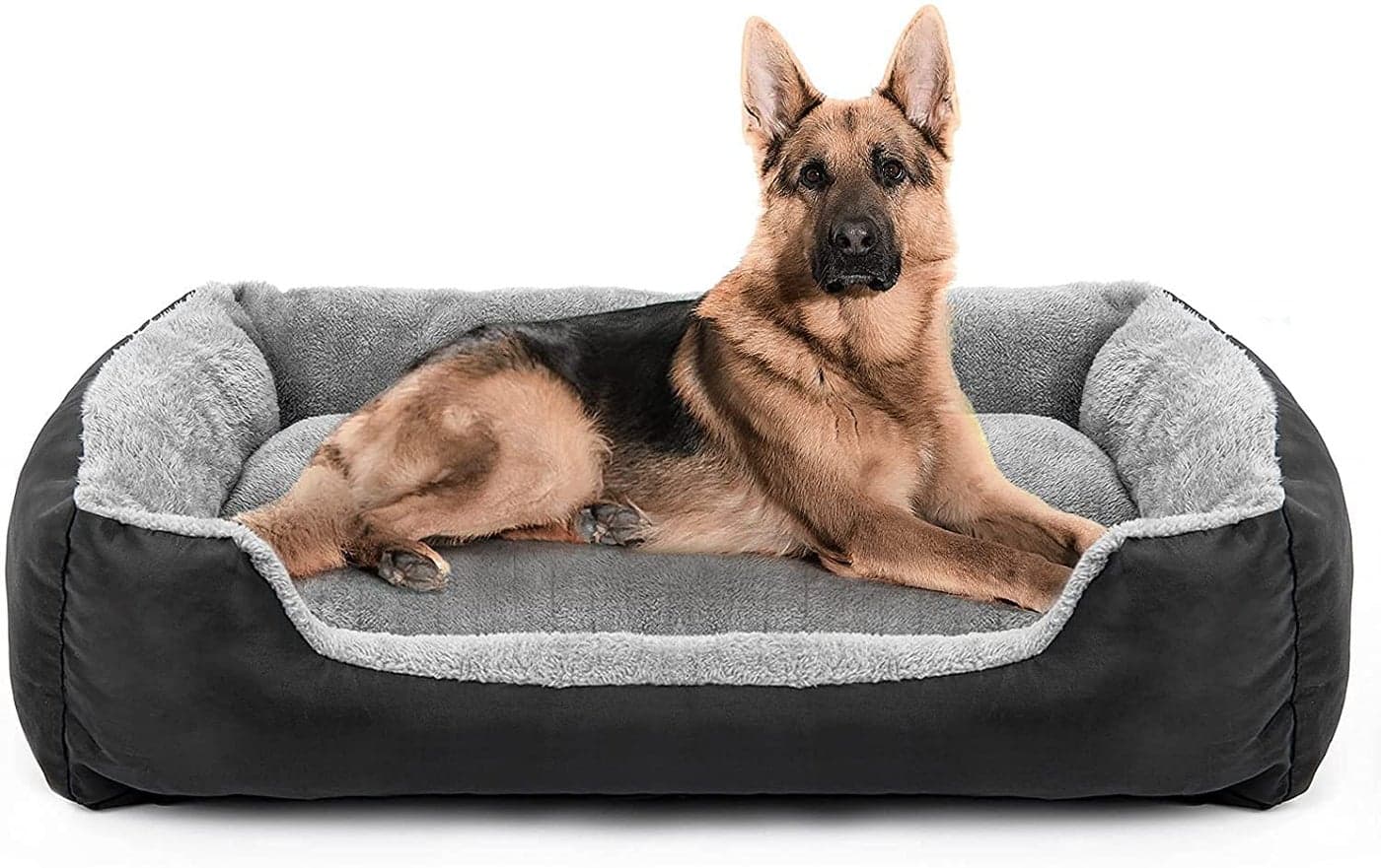 SITSNOOZE Dog Beds Dogs & Cats, Rectangle Washable Pet Bed Comfortable and Breathable Pet Sofa Warming Orthopedic and Non-Skid Bottom (Reversible) (Grey & Black, XL)