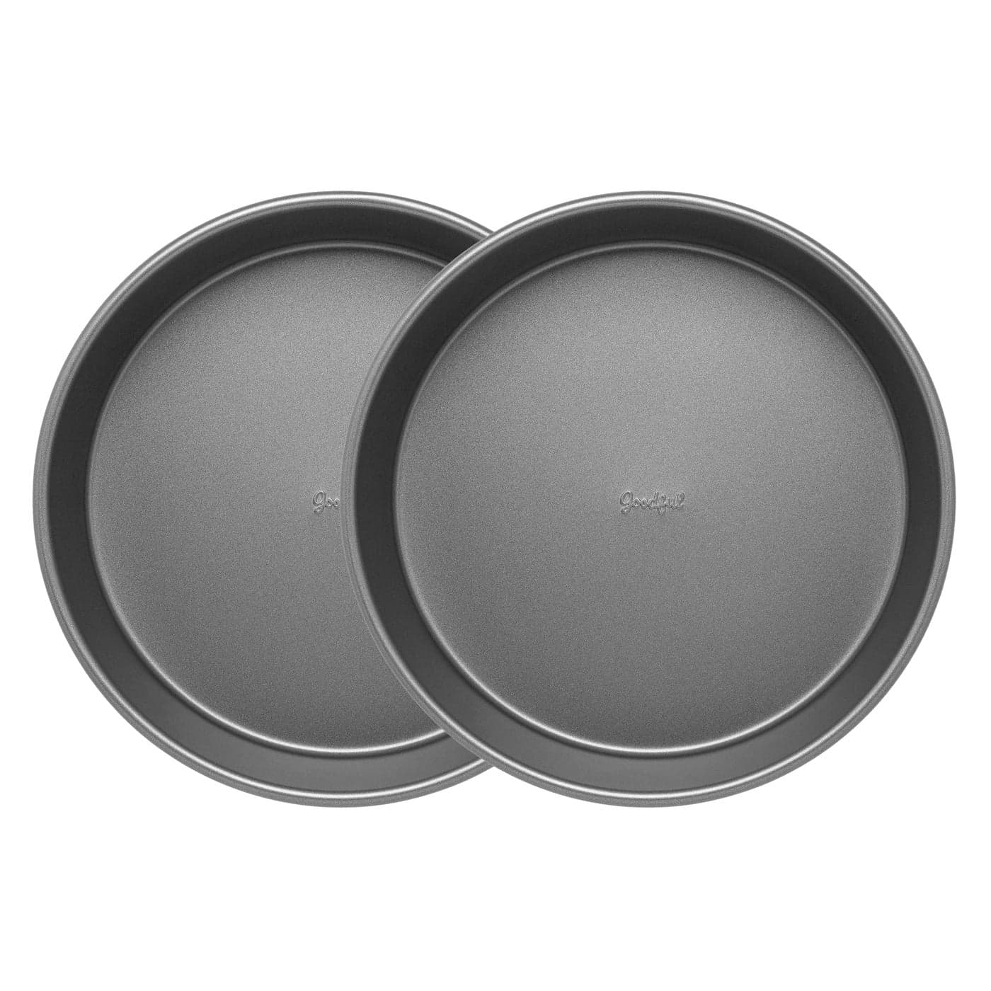 Goodful Nonstick Round Cake Pan Set Heavy Duty Carbon Steel with Quick Release Coating Made without PFOA Dishwasher Safe 2Pack Bakeware Set 9Inch Gray