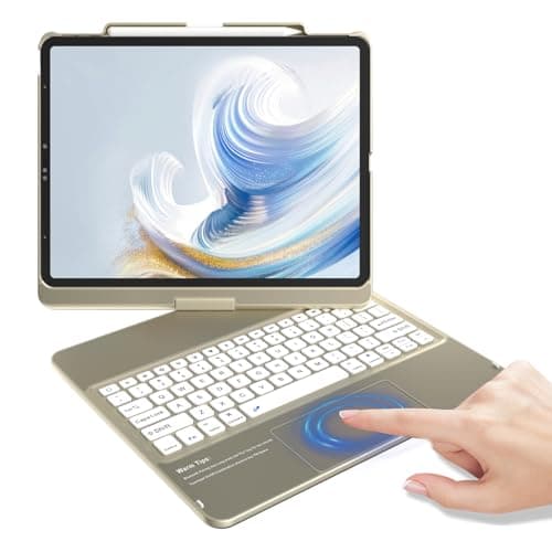 KBCASE Keyboard Case for iPad Air 13 inch M4M3M2 202620252024for iPad Pro 129 inch 6th5th4th3rd Gen 360Rotatable Case with Touchpad Pencil Holder for iPad Air 13Pro 129 Slate Grey
