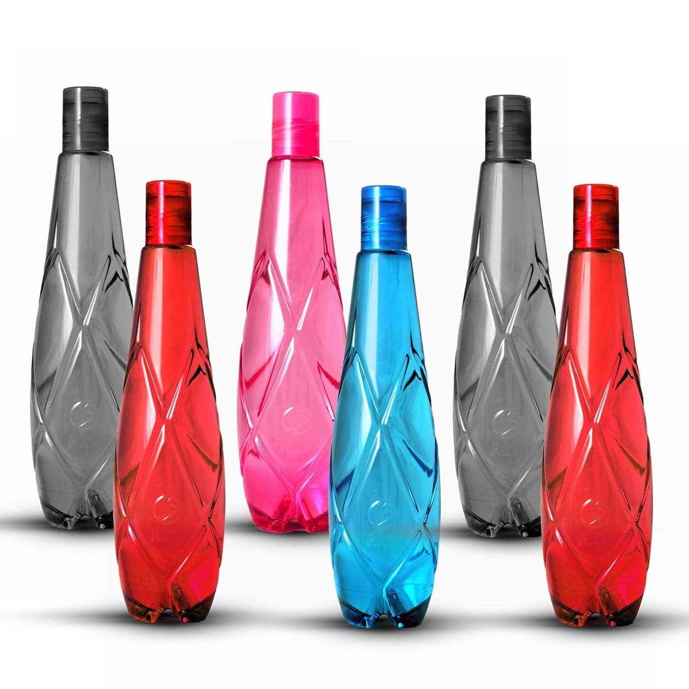 Stysol Water Bottle 1 litre Plastic Fridge Water Bottle Set for Office Sports School Travelling Gym Yoga BPA and Leak Free Unbreakable Bottle Checkered Pattern Pack of 6