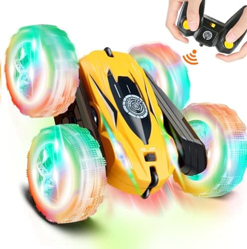 FREE TO FLY Remote Control Car for Boys 612 Kids Rc Stunt Car 24GHz Fast Race Car with Lights 4WD 360Rotating RC Cars Toy Gifts Presents for Boys Girls Age 6 7 8 9 10 11 Year Old Yellow