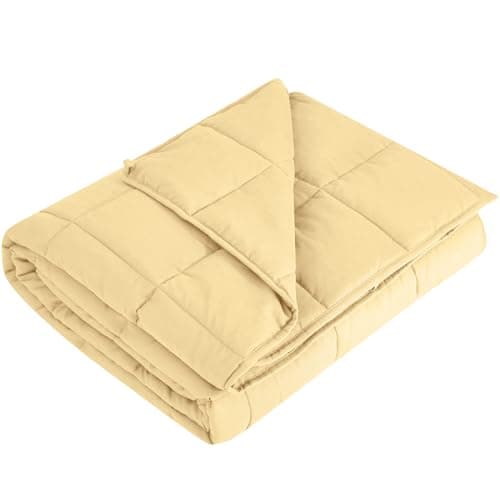 L'AGRATY Weighted Blanket - 48"x72" 15lbs Cooling Breathable Heavy Blanket with Glass Beads for Adult All-Season