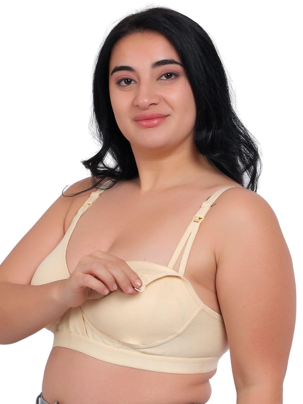 Fabme Women's Nursing, Maternity, Feeding, Seamless Bra (Color: Skin, Size: 34C, Pack of 1)
