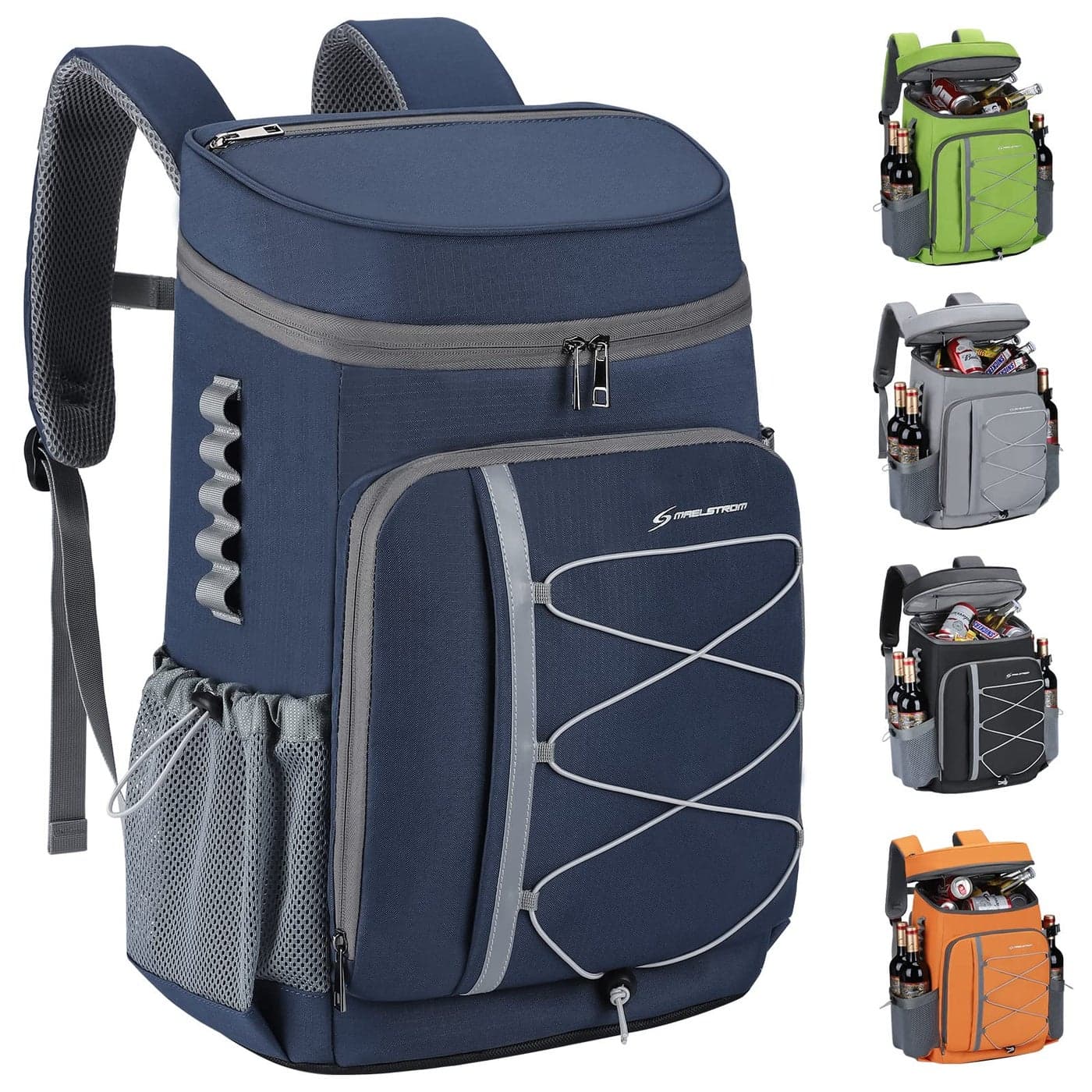 Maelstrom Cooler Backpack35 Can Backpack Cooler LeakproofInsulated Soft Cooler BagBeach Cooler Camping CoolerIce Chest BackpackTravel Cooler for Grocery ShoppingKayakingFishingHikingBlue