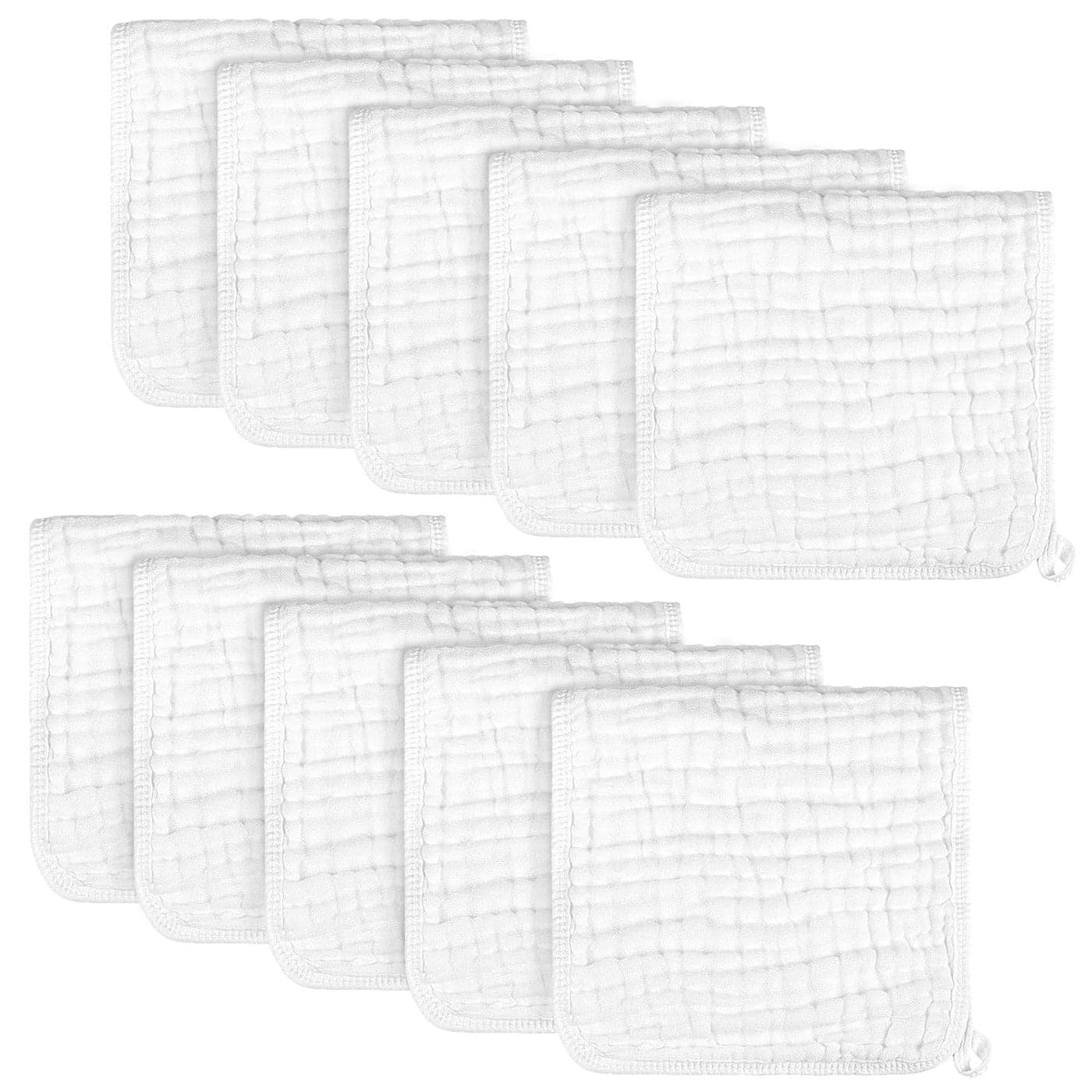 AIDEA Burp Cloths and Washcloths for Baby Absorbent Cotton Muslin Baby Towels Large Soft Breathable Newborn Essentials for Boys and Girls Newborn Essentials White 10 Pack 20x10