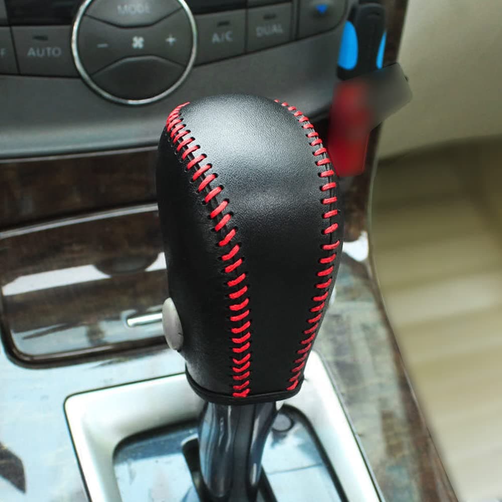 DEYTOP Gear Shift Cover for 20132019 Nissan Sentra 20132018 Altima Auto Leather Shifter Cover Protector Trim for Nissan Rogue 20142016 Pathfinder 20132020 Black with Red Stitches