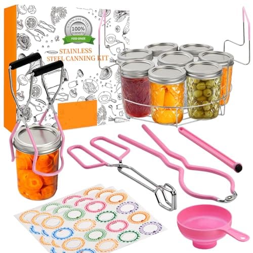 Canning Supplies Starter Kit with Stainless Steel Canning Rack and Accessories Tools Includes Canning Jar lifter Tongs FunnelsLid lifter for Canning Pot Water Bath Pressure Canner