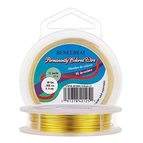 BENECREAT 20-Gauge Jewelry Beading Wire Tarnish Resistant Gold Wire for Jewelry Craft Making, 33-Feet/11-Yard