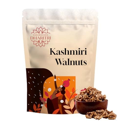 VASUNDHARA DHARITRI Kashmiri Walnuts 500g, Walnuts Without Shells, High in Omega-3 Fatty Acids, Boosts Immunity, Healthy Nuts for Fasting, Snacking & Baking, No Preservatives & Gluten-Free Snacks