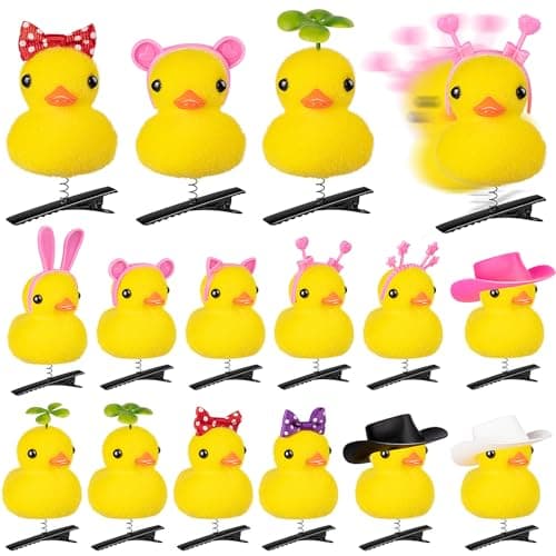 12 Pcs Duck Hair Clips Cute Festival Rave Sprouts Yellow Duck Hairpin Accessorie for School Home Party Props