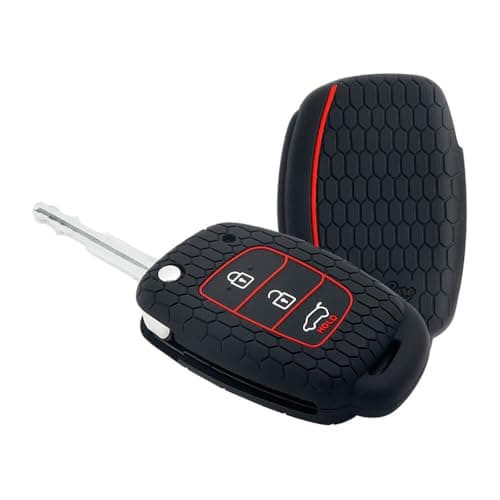 Keyzone® Keycare® Silicone Key Cover Compatible for i20 Active, i20 Elite, Aura flip Key (Black) (Compare Key Shape & Key Blade Before Ordering)