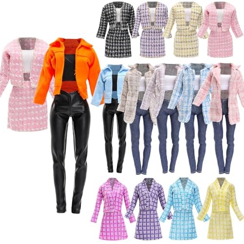 BARWA 11 PCS Doll Clothes 4 Sets Elegant Business Skirt Vest Set Fashion Top and Pants Long Sleeved Coat Office Style Casual for 11.5 Inch Girl Doll