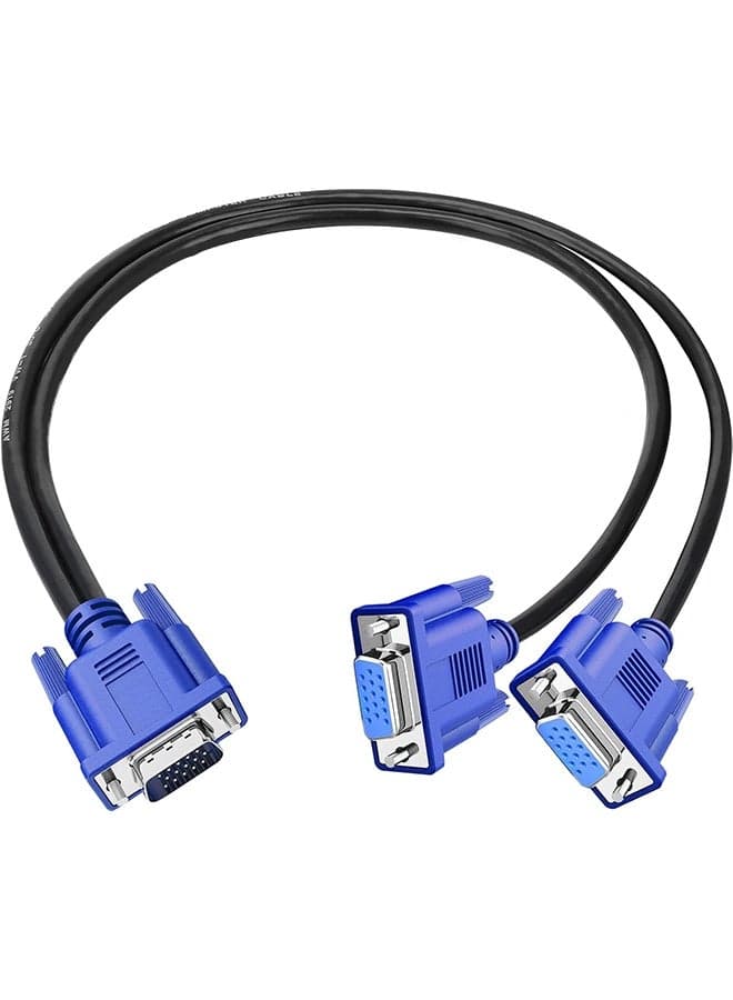 1ft Full HD 1080P VGA Splitter Cable Dual VGA Monitor Y Cable 1 Male to 2 Female Adapter Converter Video Cable for Screen Duplication