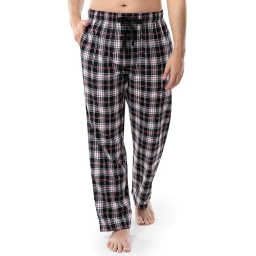 Fruit of the Loom mens Yarn-dye Woven Flannel Pant Pajama Bottom, Black Plaid, XX-Large US