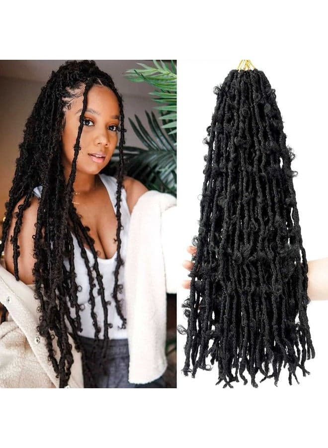 Butterfly Locs Crochet Hair 24 Inch, 6 Packs Soft Black Butterfly Locs Pre looped Distressed Faux Locs Crochet Hair For Women,Prelooped Pretwisted Crochet Braids Hair(24in,6packs,1B#)