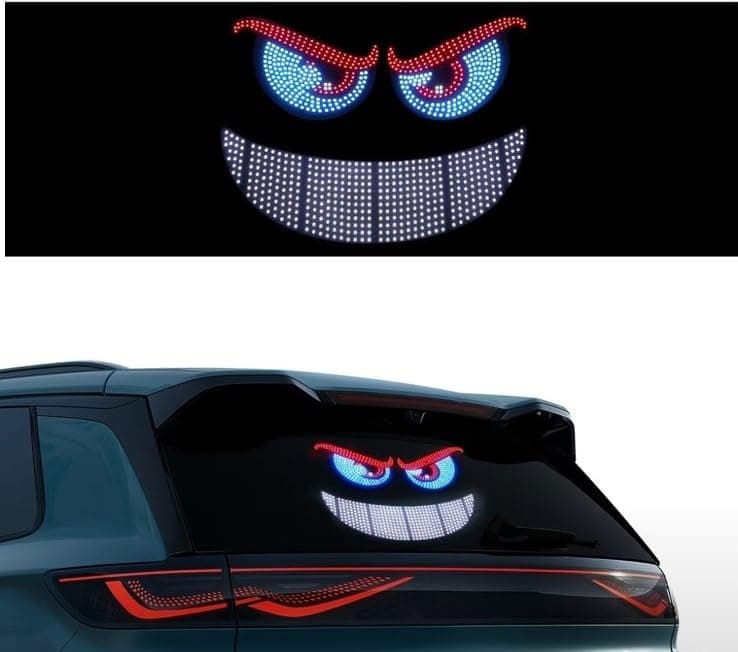 AutoBizarre Devil Eyes LED Lights for Car Windshield Led Panel with USB for Car Rear Window Universal for All Cars, Vans, Trucks, etc (Red Red Blue)