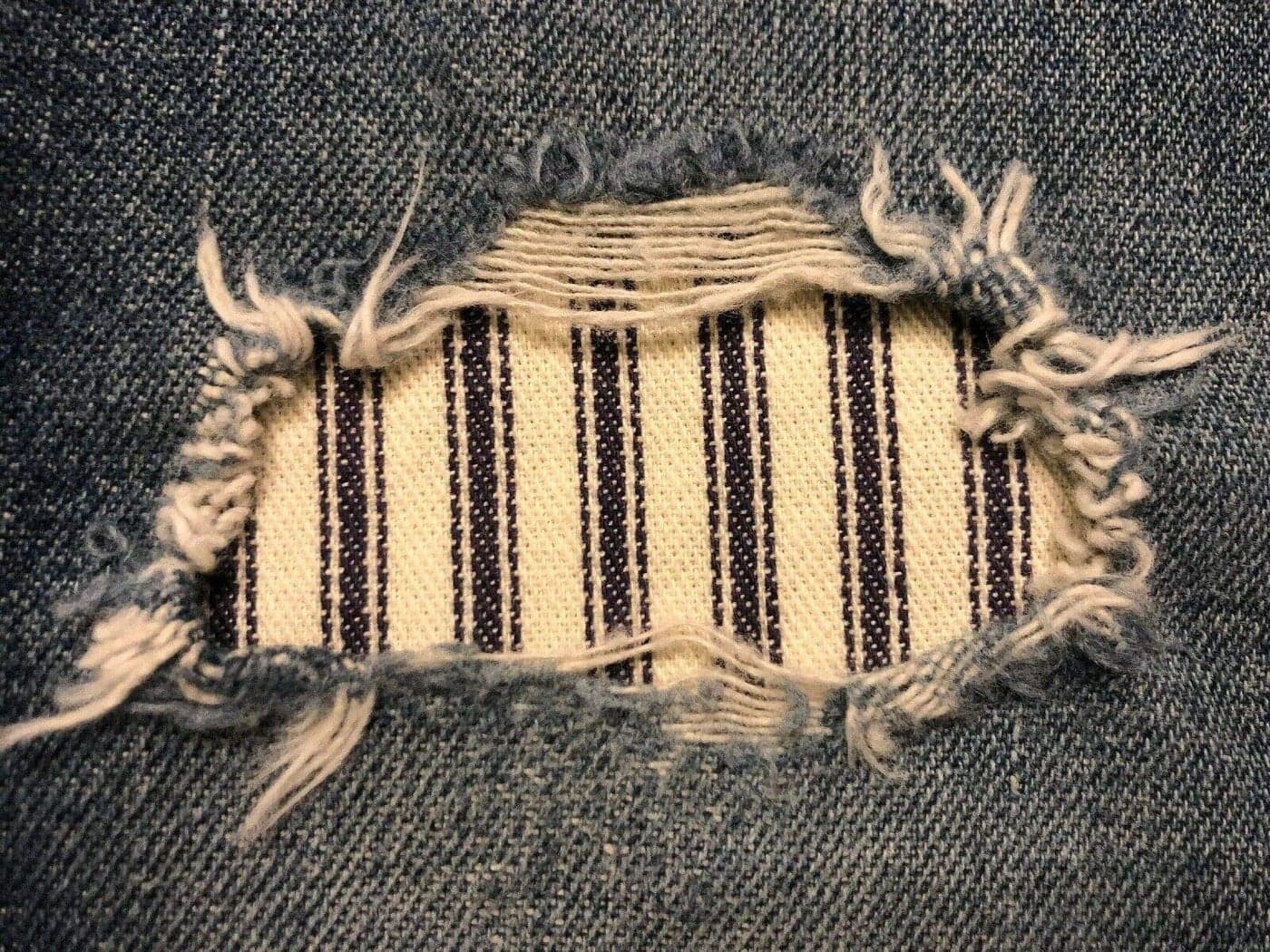 Navy Blue Railroad Stripe PeekABoo Iron On Patches by Holey Patches 25 x 5