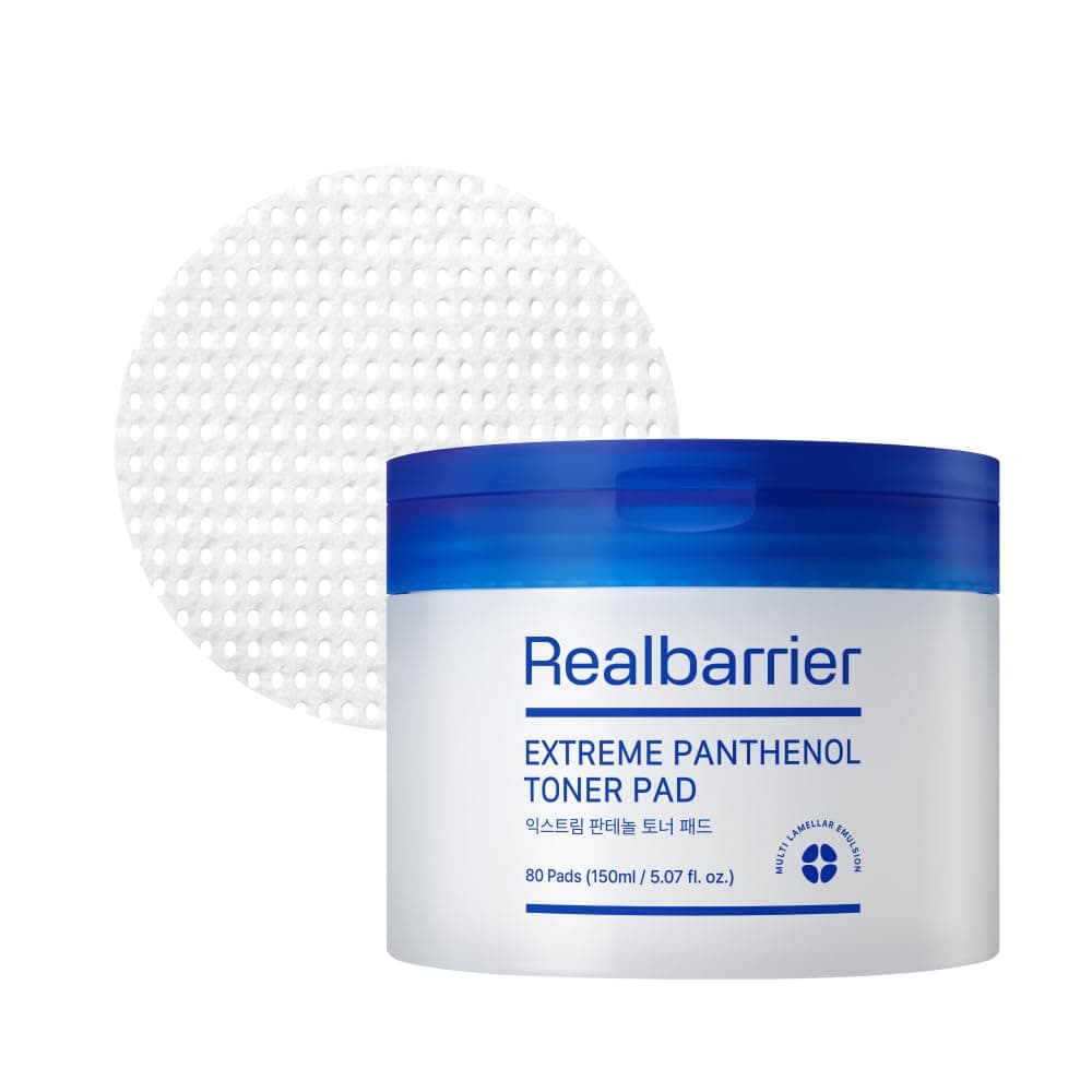 Real Barrier Extreme Panthenol Facial Toner Pad 80 Sheets 507 Fl Oz Exfoliating Pads for Dead Skin Ceramide Skin Barrier Repair Soothing Cotton Pads for Sensitive Dry Skin Korean Skin Care