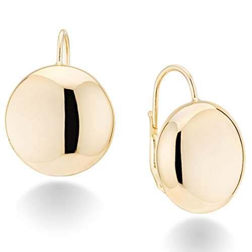 MiaBella 18K Gold Plated Sterling Silver Italian High Polished Round Dome Button Bead Ball Statement Leverback Earrings for Women 925 Made in Italy (12mm)
