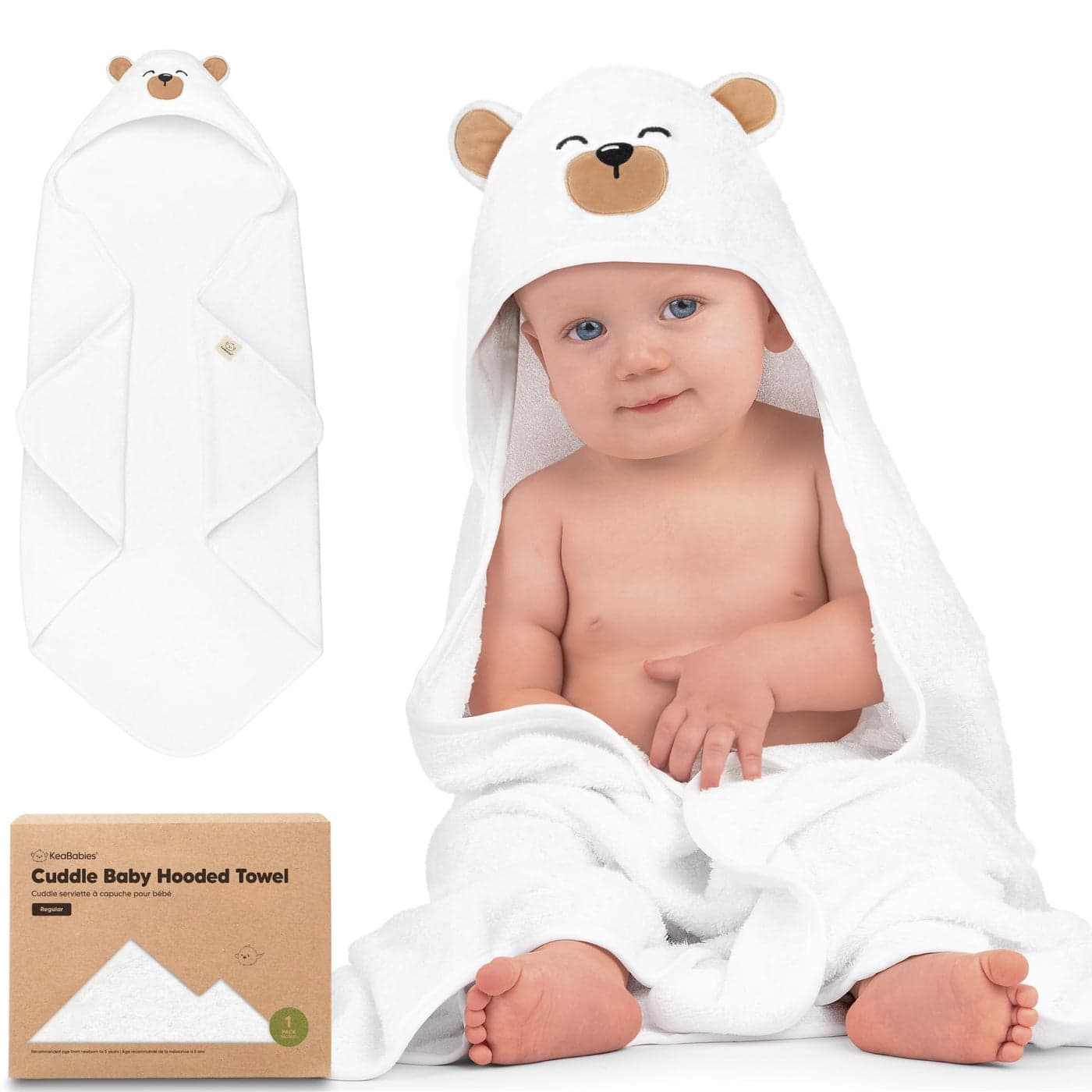 KeaBabies Hooded Baby Towel for Newborn Viscose Derived from Bamboo Large Baby Bath Towels with Hood for Boys Girls Toddler Extra Absorbent Soft Newborn Bath Essentials Grizzly