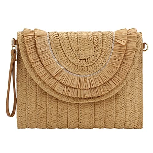 Gets Straw Clutch, Straw Clutch Women Hand-woven for Summer Beach Envelope Clutch Purse Wallet