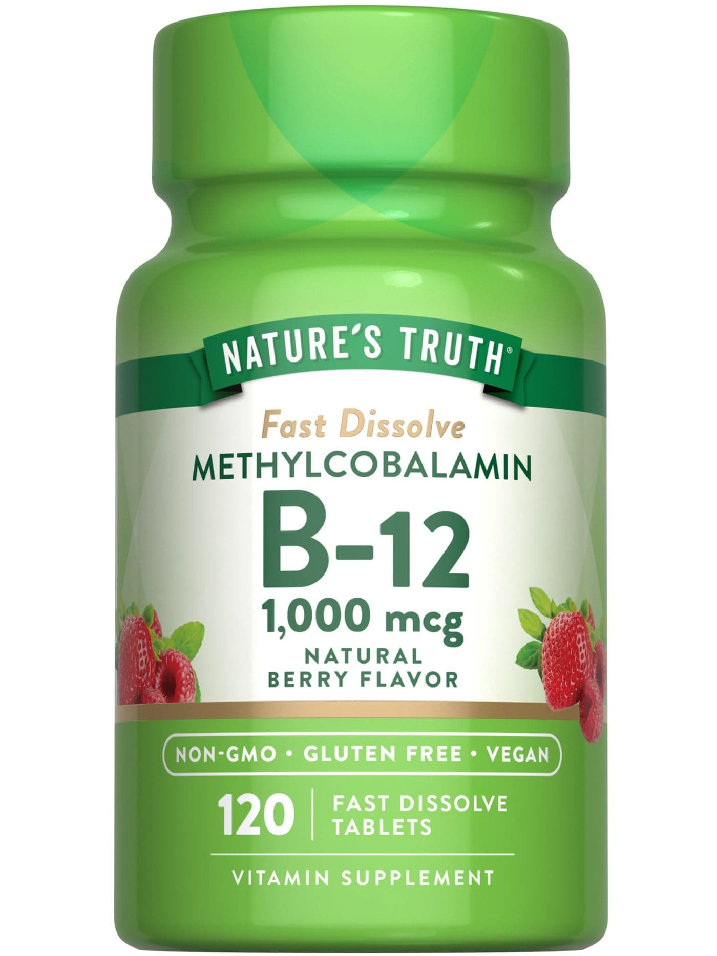 Natures Truth B12 Vitamin Sublingual Tablets 1000 mcg 120 Count Vegan NonGMO Gluten Free