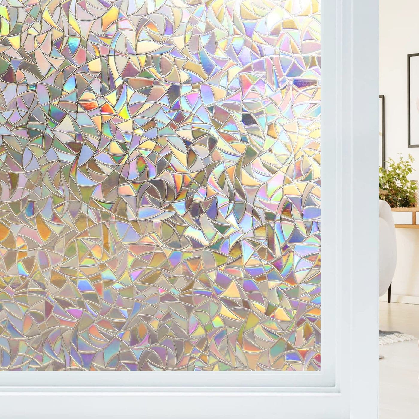 Haton Window Privacy Film Stained Glass Rainbow Film Decorative Window Clings Static Cling Sun Blocking Stickers Decals Coverings Tint for Home Heat Control NonAdhesive 236 x 1574