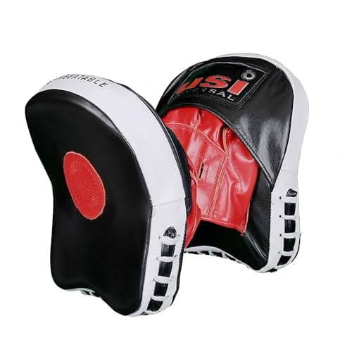 USI UNIVERSAL 627CB Immortal Leather Focus Pads Curved Padded Pads for Boxing & Martial Arts Training Fitness Training Punching Focus Target Pads for Men & Women (1 Pair)