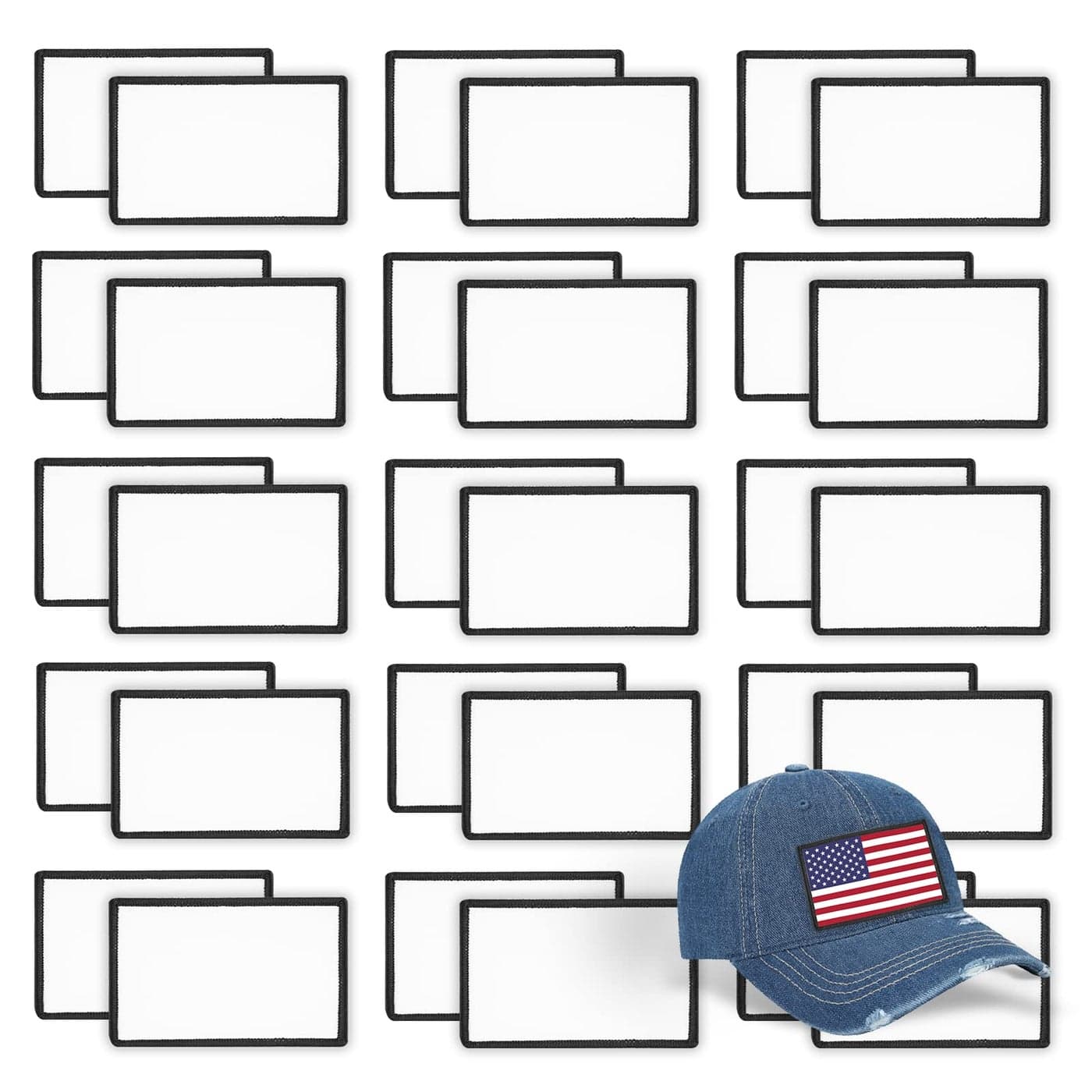 30 PCs Sublimation Patches Iron On Blank Patches for DIY Crafts Hats Caps Backpack Uniforms Rectangle 30PCs 315x197