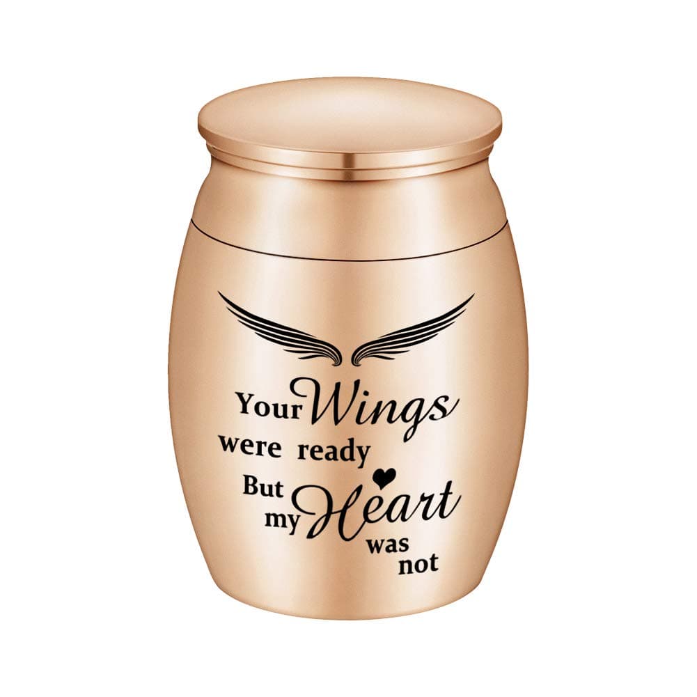 Small Keepsake Urns for Human Ashes 157 Inch Mini Cremation Urns for Ashes Stainless Steel Memorial Ashes HolderYour Wings were Ready But My Heart was Not