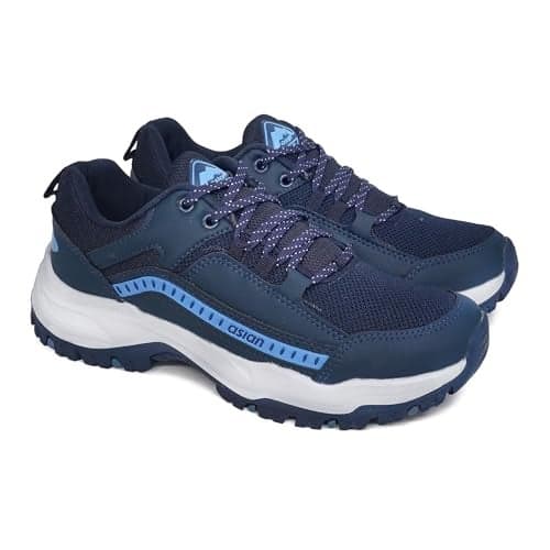 ASIAN Men's Everest-01 Sports Trekking & Hiking,Walking Shoes with Rubber Outsole & Memory Foam Insole Lace-Up Shoes for Men's & Boy's Navy,UK 8