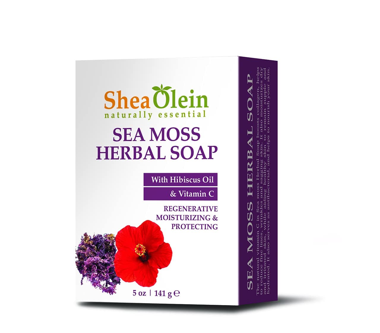 SheaOlein Naturally Essential SEA MOSS HERBAL Soap with HIBISCUS OIL Vitamin C