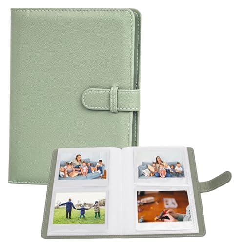 VOVMOEYA 80 Pocket Photo Album 3.5x4.5 Inch Camera Film Storage,For Polaroid Cameras,For Fujifilm Instax Wide 400/300/210 Slip In Photo Book Album 20-Page Holds 80 Pictures-Green