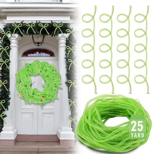 Arrowbash 25 Yards Christmas Mesh Tubing for Crafts Lime Green Deco Mesh Tubing for Wreath 8 mm Metallic Foil Poly Tube Flexible Metallic Foil Ribbons for DIY Gift Wraps Christmas Tree Decor