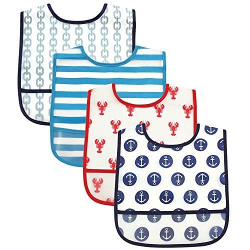 Luvable Friends Unisex Baby Waterproof PEVA Bibs, Nautical, One Size