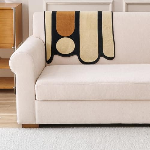 HOKIPO 'Moderna Curves' All Season Sofa Cover Mat for 1/2/3 Seater & L Shape Sofa. Make Your Own Sofa Cover Set, Anti-Slip Mat Length 90(D) x 150(L) cm, Oyster Beige (AR-6124-BGE)