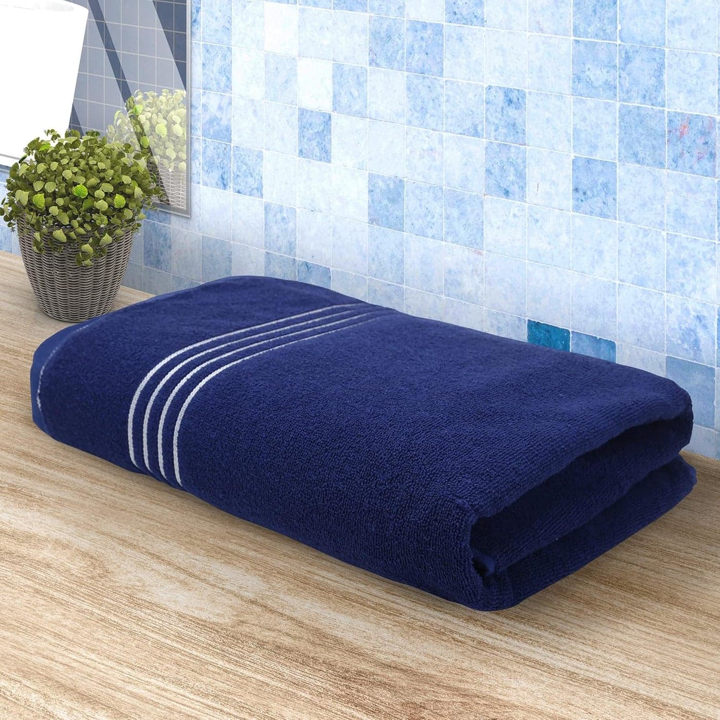 Khillayox Cotton Dark Extra Large Size Bath Towel 400 GSM for Men Women Set of 1 75X150 CMS Blue