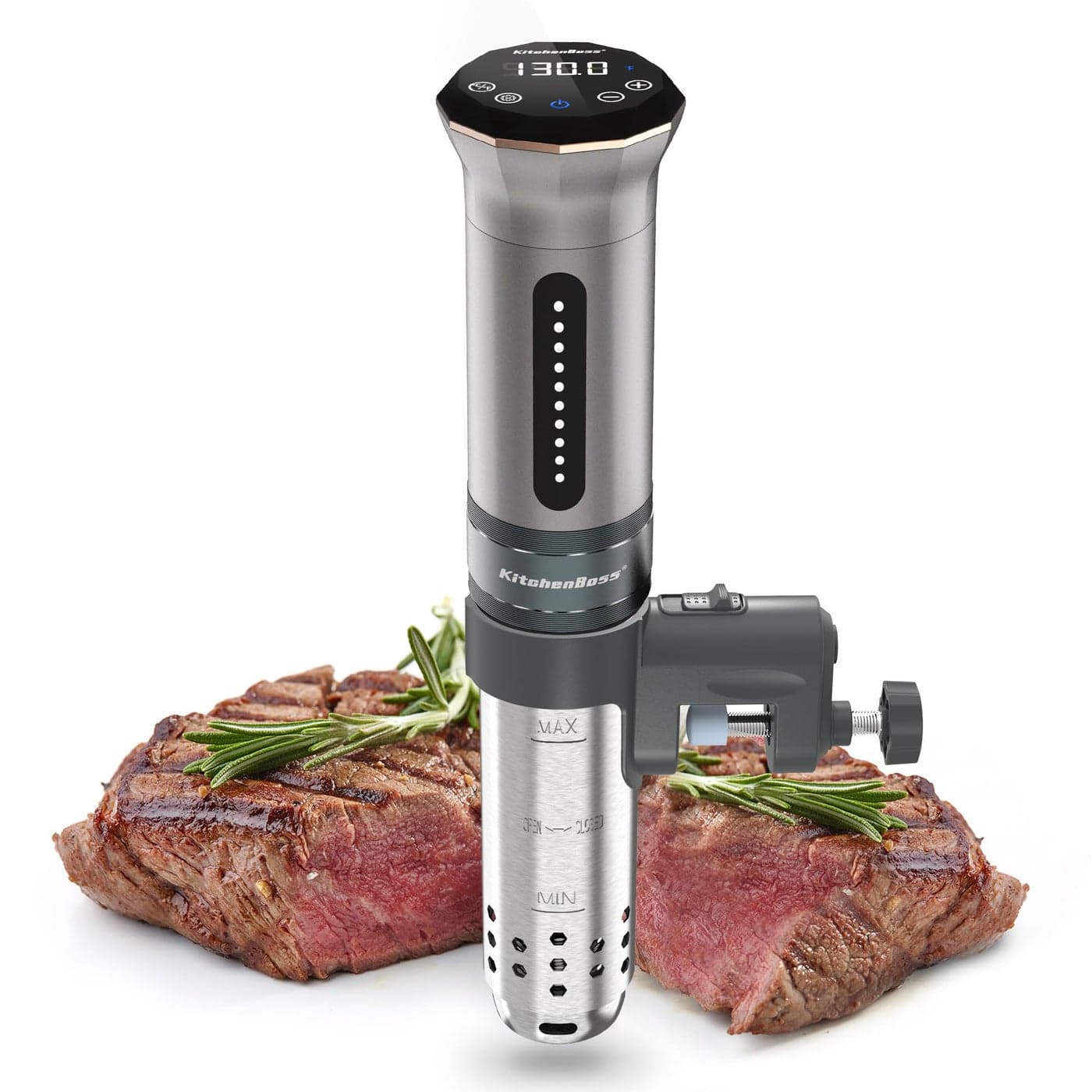 KitchenBoss Sous Vide Cooker Machine Ultraquiet 1100 Watt IPX7 Waterproof Water Thermal Immersion Circulator Accurate Temperature Control Digital Display Slow Cooking Sousvide